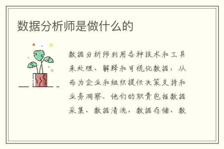 数据分析师是做什么的(期货数据分析师是做什么的)